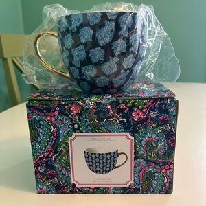 Lilly Pulitzer Blue and Gold Ceramic Mug “Take me out to the sea” NIB
